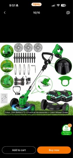 Cordless 3-in-1 Electric Weed Wacker, Grass Trimmer & Lawn Edger Kit – 2 Batteries Included
