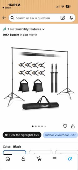 EMART Backdrop Stand 10x7FT Adjustable Back Drop Stand for Party Photoshoot