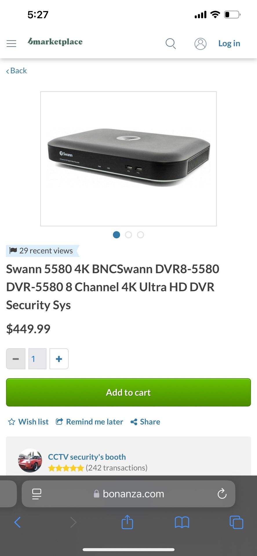 SWAN security Camera System DVR8-5580