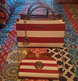 STRIPED PURSE & WALLET SET