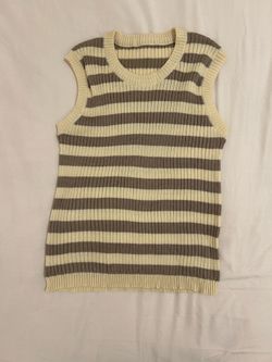 Super Crop tank Plus Size 4xl Striped Ribbed Knit Sleeveless Top