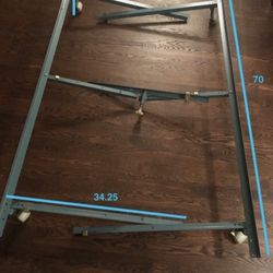 Heavy Duty Metal Adjustable Bed Frame: Twin - Queen with Center Support & Wheels