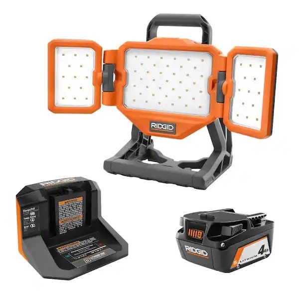 RIDGID 18V Hybrid Panel Light Kit with 4.0 Ah Battery and Charger 3,500 Lumens NEW