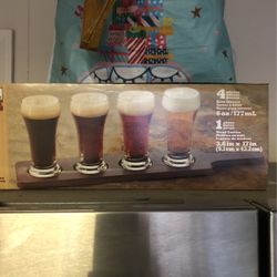 Beer Flight And Wooden Board