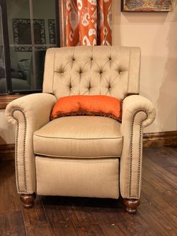 Set of 2 Elegant Tufted Accent Chairs – Beige Upholstery & Nailhead Trim