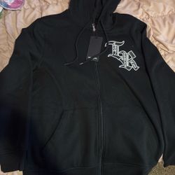 Large True Religion Black Zip-Up Hoodie with Tags
