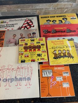 8 Vintage Barbershop Vinyls Including Buffalo Bills