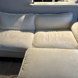 Cream Sofa With Ottoman