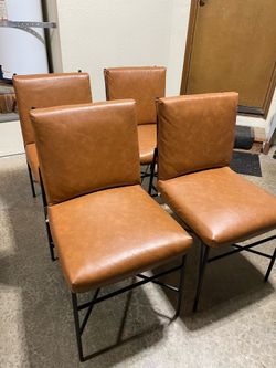 Faux Leather & Metal Dining Chairs