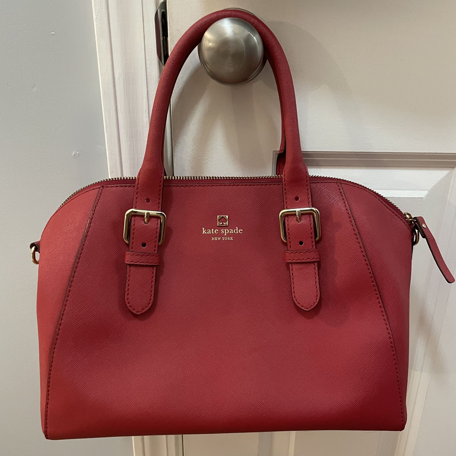 Kate Spade Cove Street Pillbox Red Leather Pippa Satchel Purse Handbag