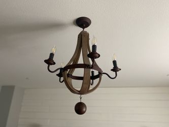 Wooden Wine Barrel Stave Chandelier