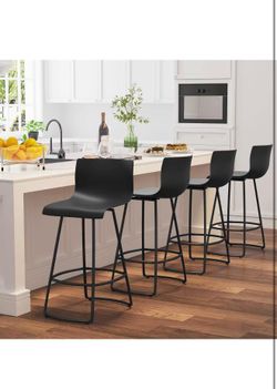 Bar Stools Set of 4 Counter Height Stools Modern Swivel Bar Stools Bar Chairs with Back Plastic 30" Meta Counter Height,Black $100