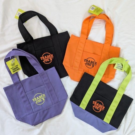 Limited Edition Trader Joe's Trick-or-Treat Mini Canvas Tote Bags (discount if purchase 2+ bags) 