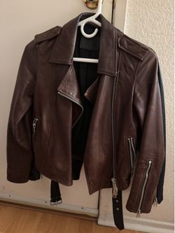 ALLSAINTS Brown LEATHER BIKER JACKET