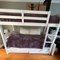 White bunk bed twin