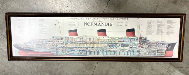 Rare 1930’s SS Normandie Cutaway , Framed