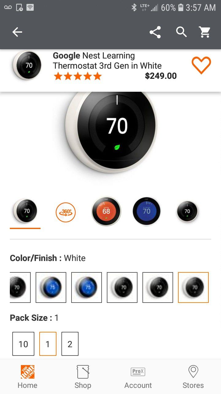 Google Nest Learning Thermostat 3rd Gen in White