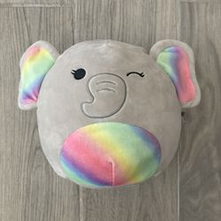 Kellytoy Squishmellow Mila Grey Rainbow 8” Elephant Plush