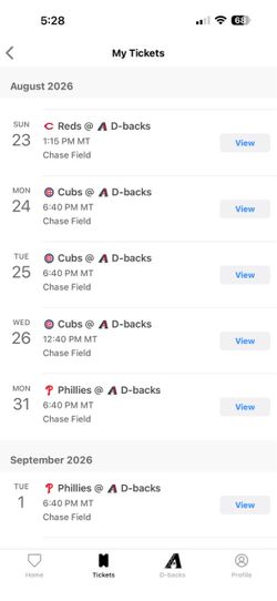 AZ Dbacks baseball tickets