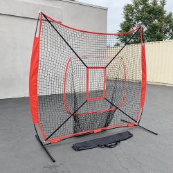 $45 (New) Baseball & softball practice hitting & pitching 7x7’ net with bow frame, carry bag 