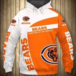 New NFL CHICAGO BEARS 100% POLYESTER HOODIE SIZE 3XLand 2XL