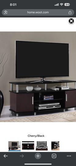 Ameriwood Home Carson TV Stand for TVs up to 50", Cherry/Black