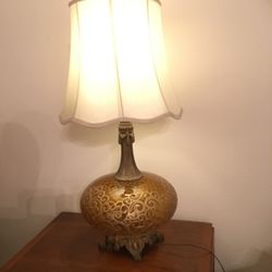 Vintage amber glass lamp