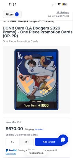 One piece dodger card for sale