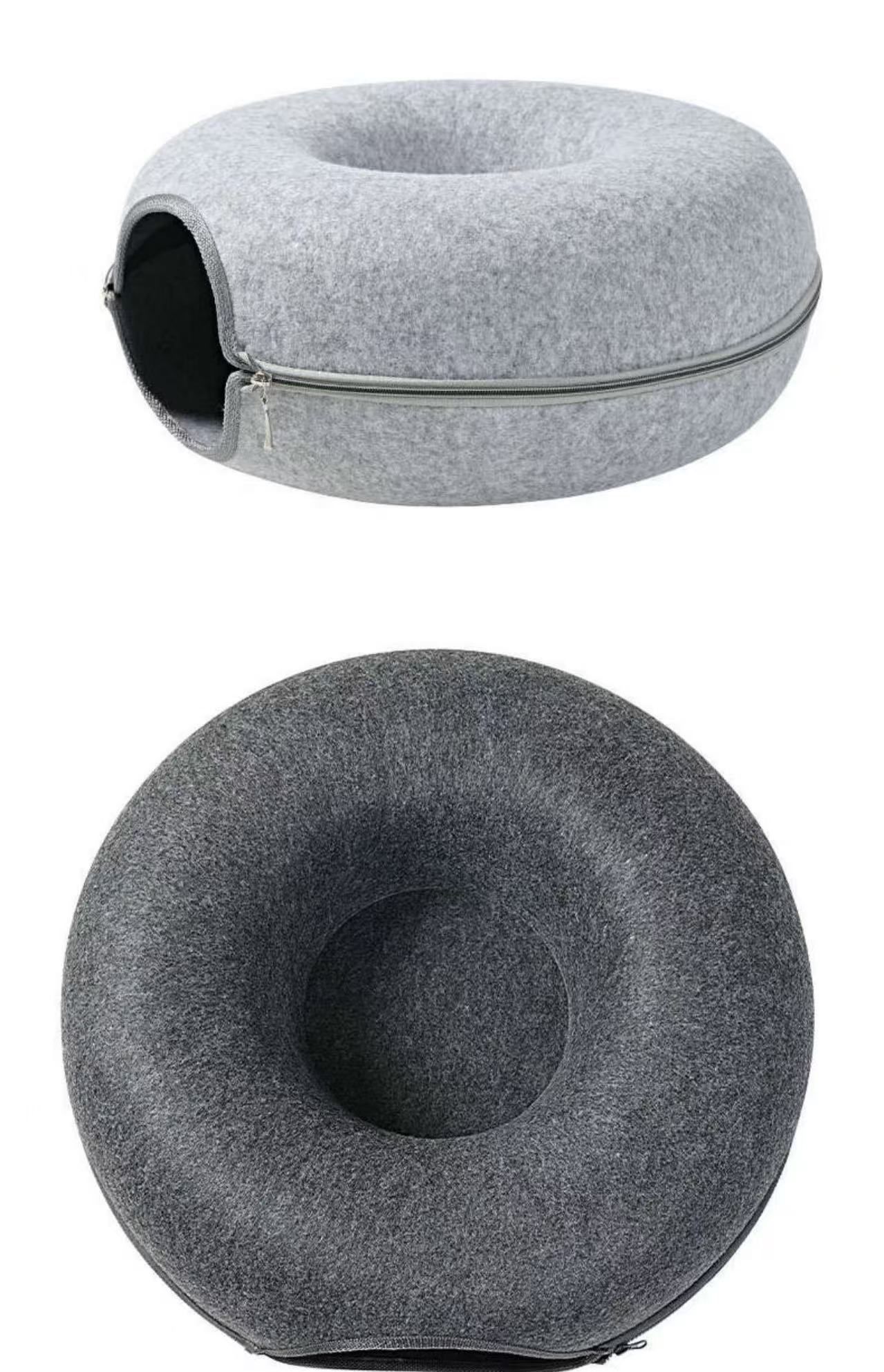 Indoor Cats Detachable Round Felt Cat Bed, Four Seasons Available Cat Nest