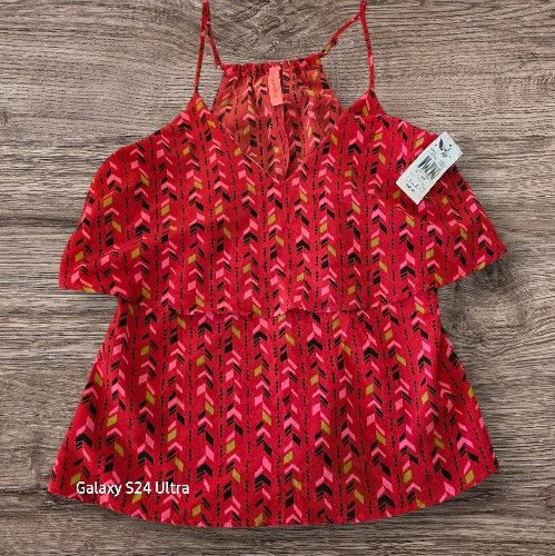 Eight Sixty Thin Strap Layer V-Neck Tank Size Small Red