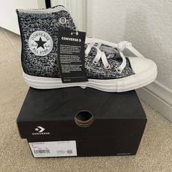 Brand New Converse High Top Silver Sparkle Glitter Womens Size 6
