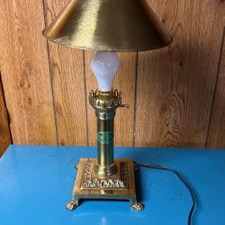 Orient Express Paris Istanbul Brass Claw Foot Desk Lamp, 19.5” Tall