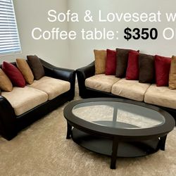 Sofa loveseat W/ Coffee Table $350