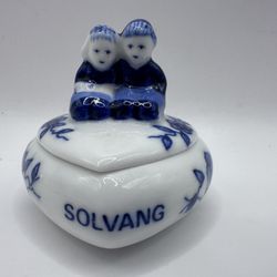 Vintage Holland Delft Heart Trinket Box Solvang
