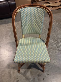 Set of 4 MAISON DRUCKER Rattan French Bistro Chairs Teal Woven - Retail: $5700