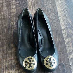 Tory Burch Women's Size 7.5 Black Pumps Wedge Sole Black Heel 