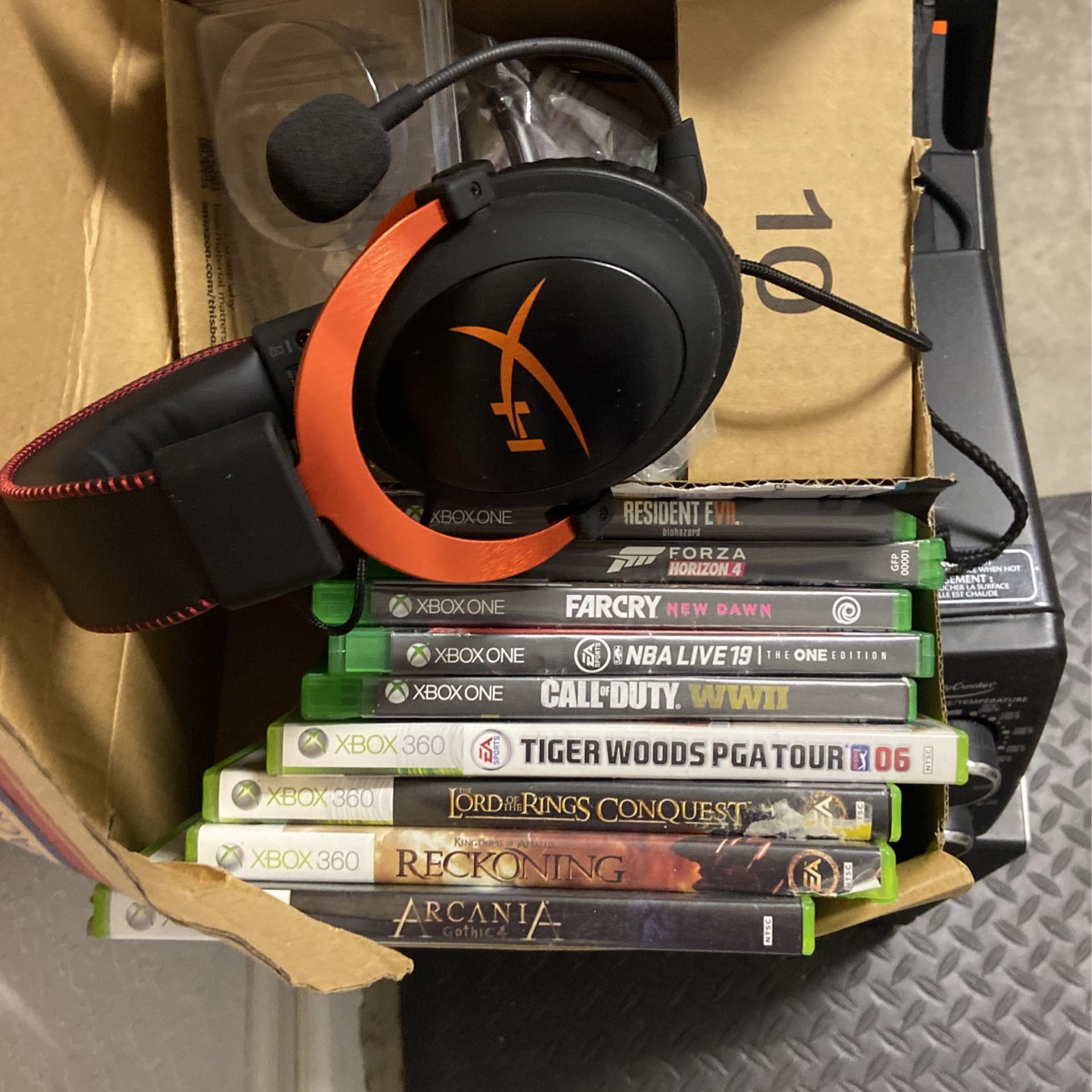 Xbox One And 360 Games And HyperX cloud II Gaming Headphones 