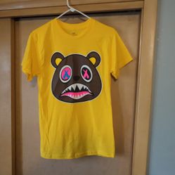 Men’s BAWS Crazy Bear Graphic Yellow T Shirt Size M