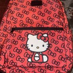 Red Bow print hello kitty Backpack new