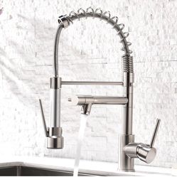 Kitchen Sink Faucet,Single Handle Stainless Steel Kitchen Faucets with Pull Down Sprayer,Brushed Nickel
