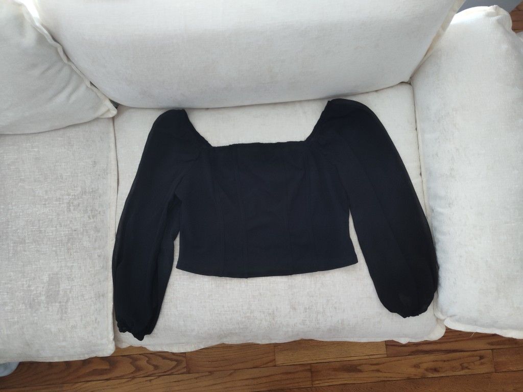 Black Corset Style Crop Blouse
