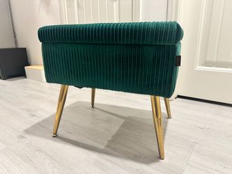 Classy Emerald Velvet Ottoman Foot Stool Storage