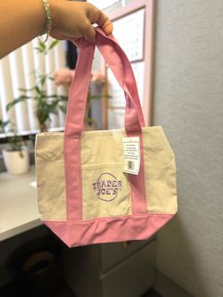 Trader Joe's Mini Canvas Tote Bag pink