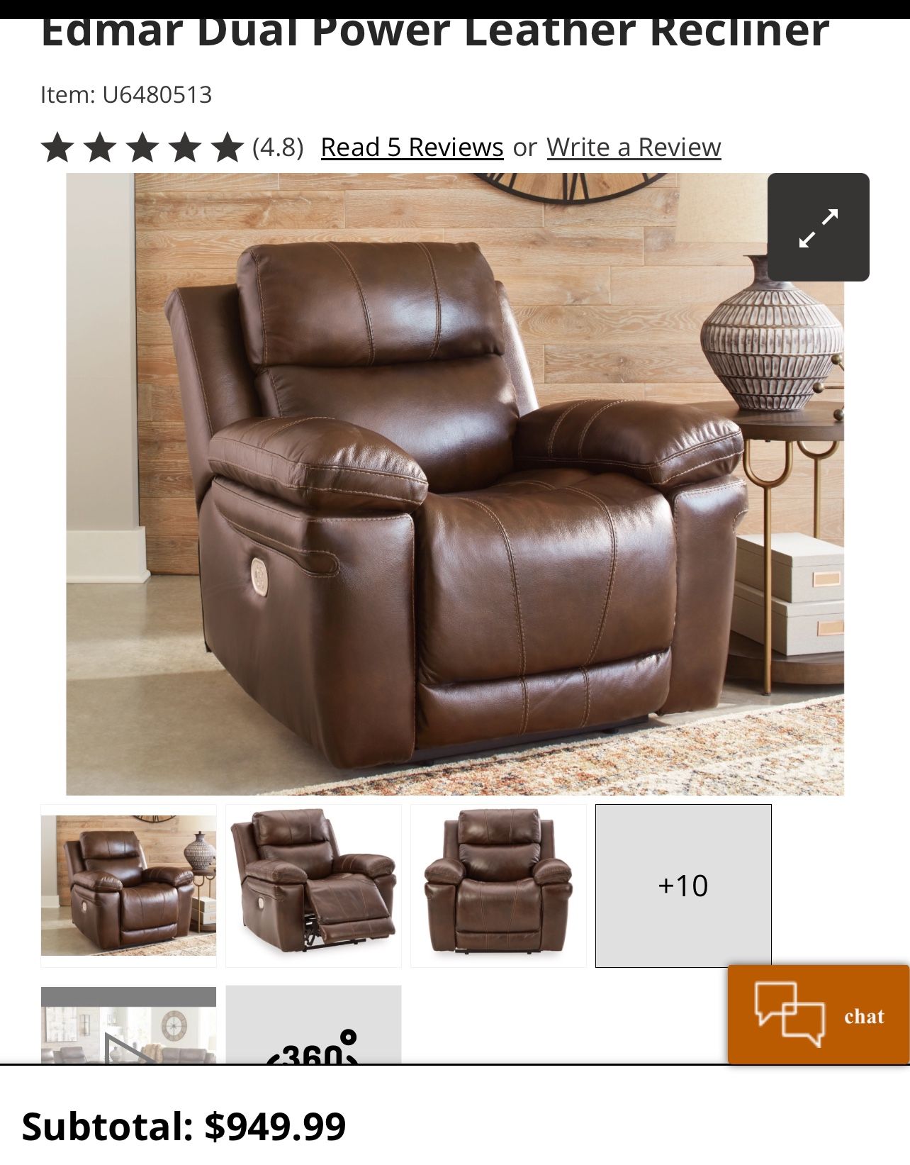 Dual Power Leather Recliner