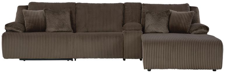Top Tier Chocolate 4-Piece Reclining Sectional with RAF Chaise