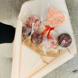 Cake pops Bouquets Valentines Day Coquete Ribbon Ramo De Paletas Arroz  