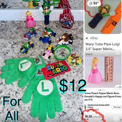 $12 For All bundle of Super Mario Kart Racing Toys,Figurines & kids Gloves 🧤