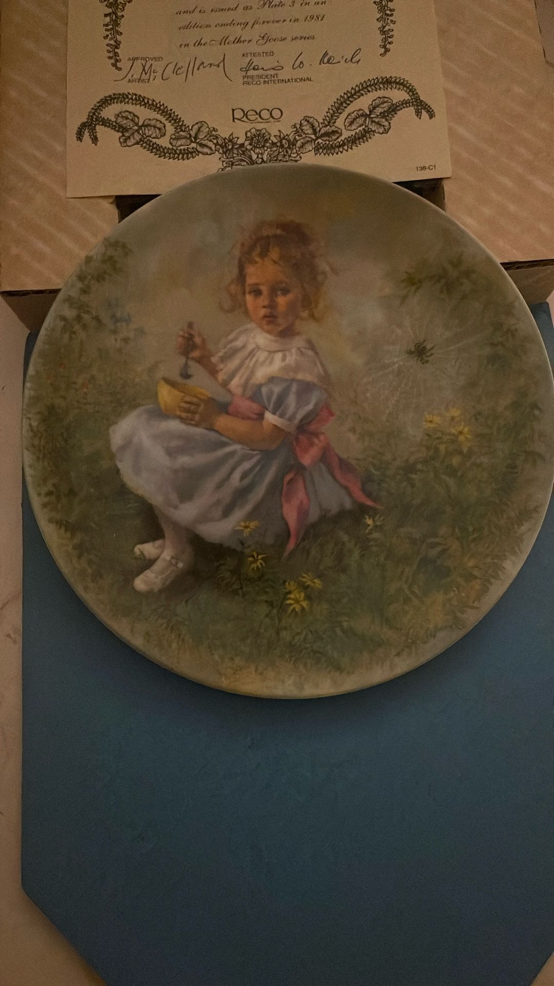 Mother Goose LITTLE MISS MUFFET 1981 Reco Limited Edition 8.5" Plate #6547I