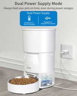 QLIFE WiFi Automatic Pet Feeder, 3L Portion Control Food Dispenser - White