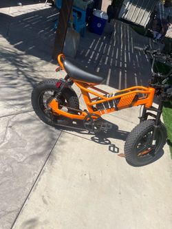 Orange Fat Tire Mini Electric Bike